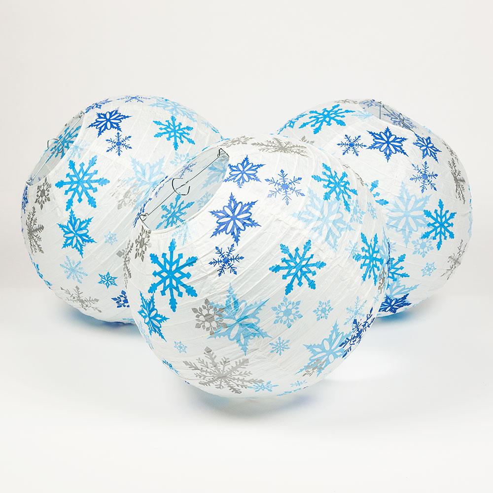11-pc Frozen Wonderland Holiday Christmas Snowflake Party Pack Paper Lanterns Combo Set - Luna Bazaar | Boho &amp; Vintage Style Decor