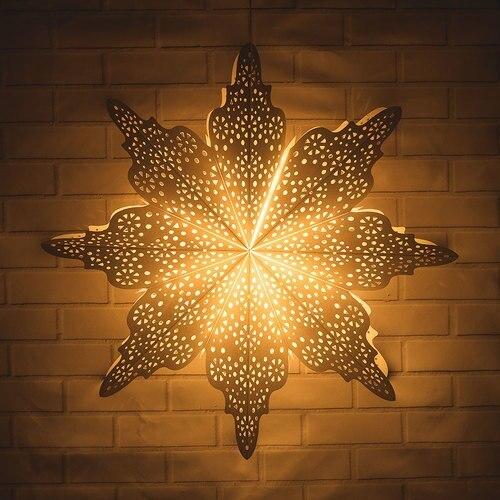 3-PACK + Cord | Bright White Cristallo 29&quot; Pizzelle Designer Illuminated Paper Star Lanterns and Lamp Cord Hanging Decorations - LunaBazaar.com - Discover. Decorate. Celebrate.