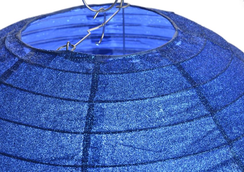12&quot; Dark Blue Glitter Round Paper Lantern - Luna Bazaar | Boho &amp; Vintage Style Decor