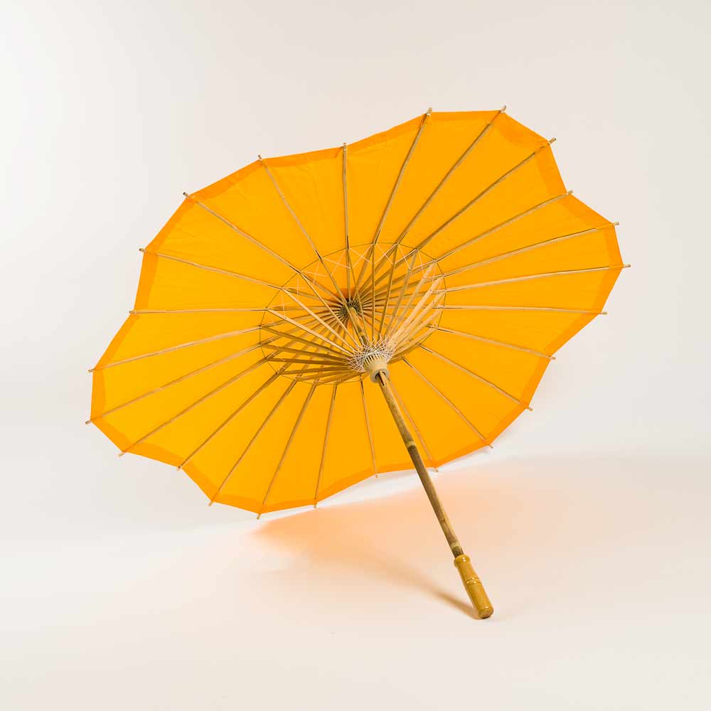 32 Inch Orange Paper Parasol Umbrella, Scallop Blossom Shaped - LunaBazaar.com - Discover.Decorate. Celebrate.