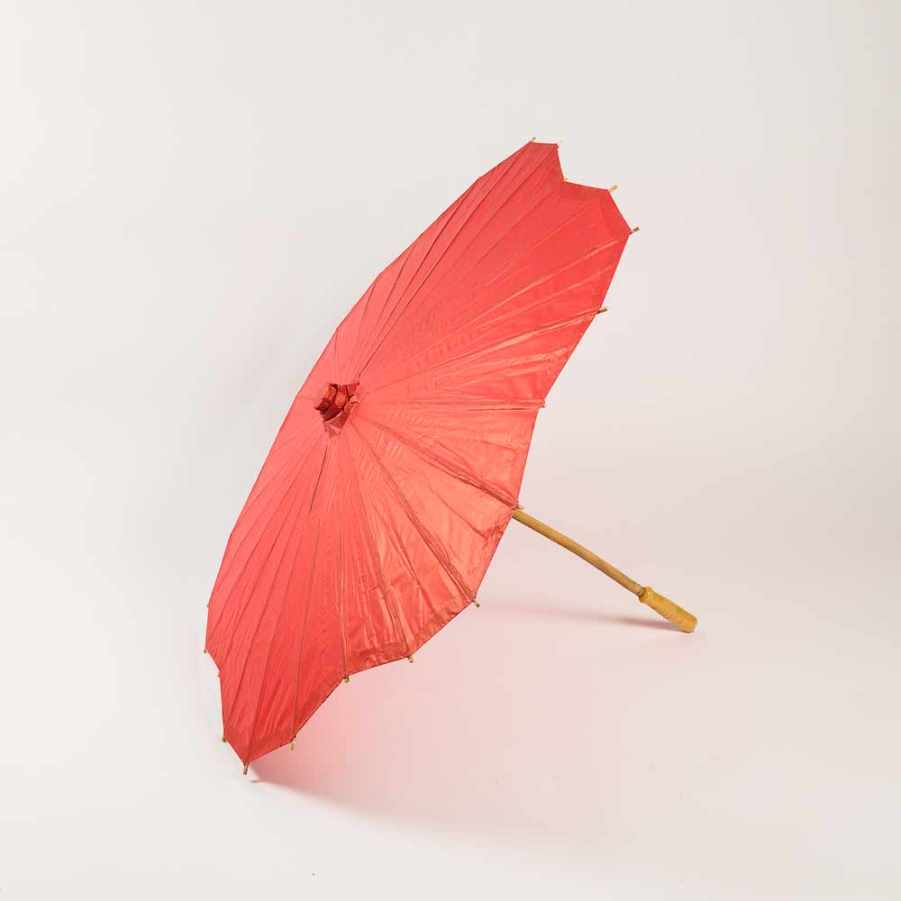 32 Inch Red Paper Parasol Umbrella, Scallop Blossom Shaped - LunaBazaar.com - Discover.Decorate. Celebrate.