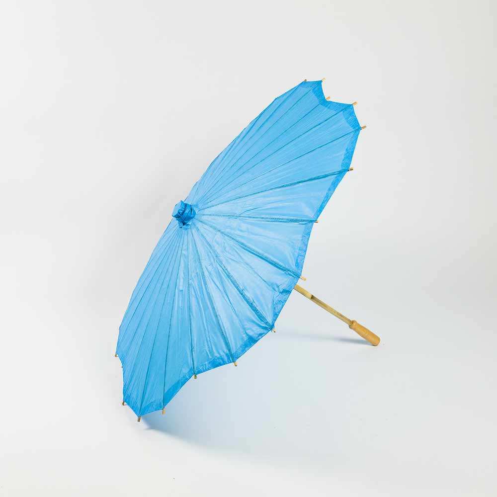 32&quot; Turquoise Paper Parasol Umbrella, Scallop Blossom Shaped - Luna Bazaar | Boho &amp; Vintage Style Decor