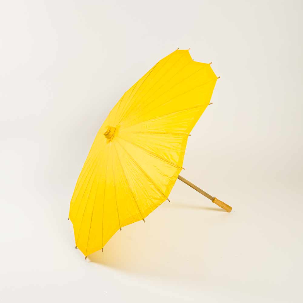 32 Inch Yellow Paper Parasol Umbrella, Scallop Blossom Shaped - LunaBazaar.com - Discover.Decorate. Celebrate.