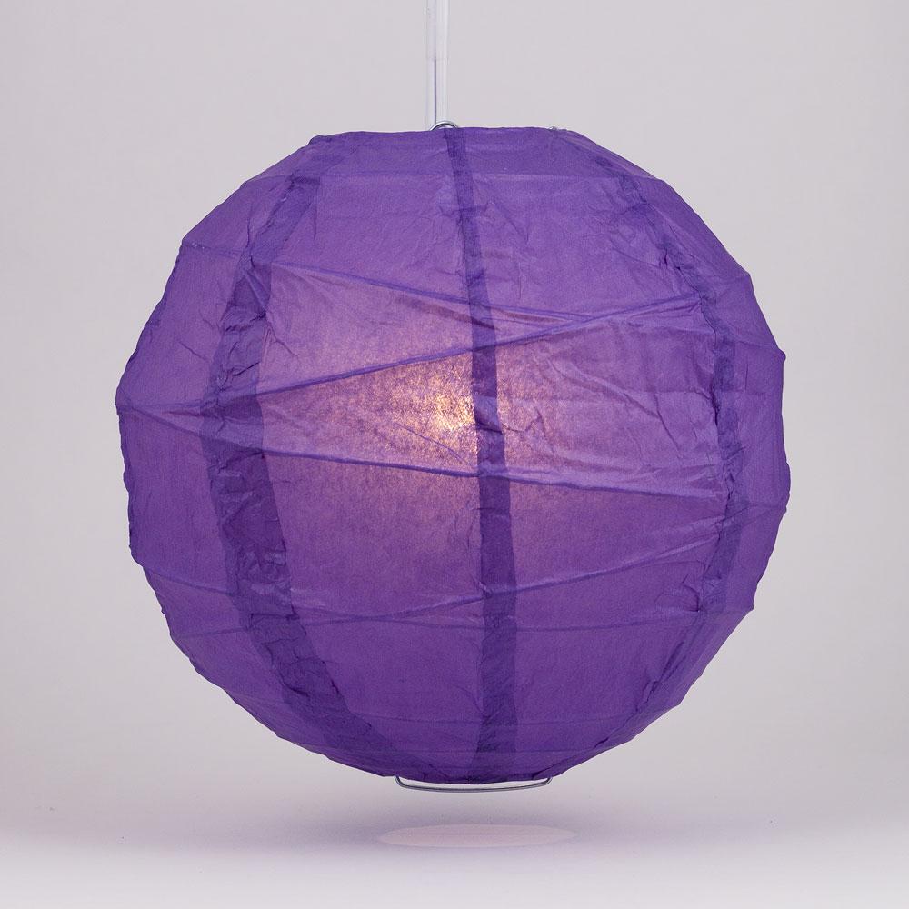 20 Inch Royal Purple Free-Style Ribbing Round Paper Lantern - Luna Bazaar | Boho &amp; Vintage Style Decor
