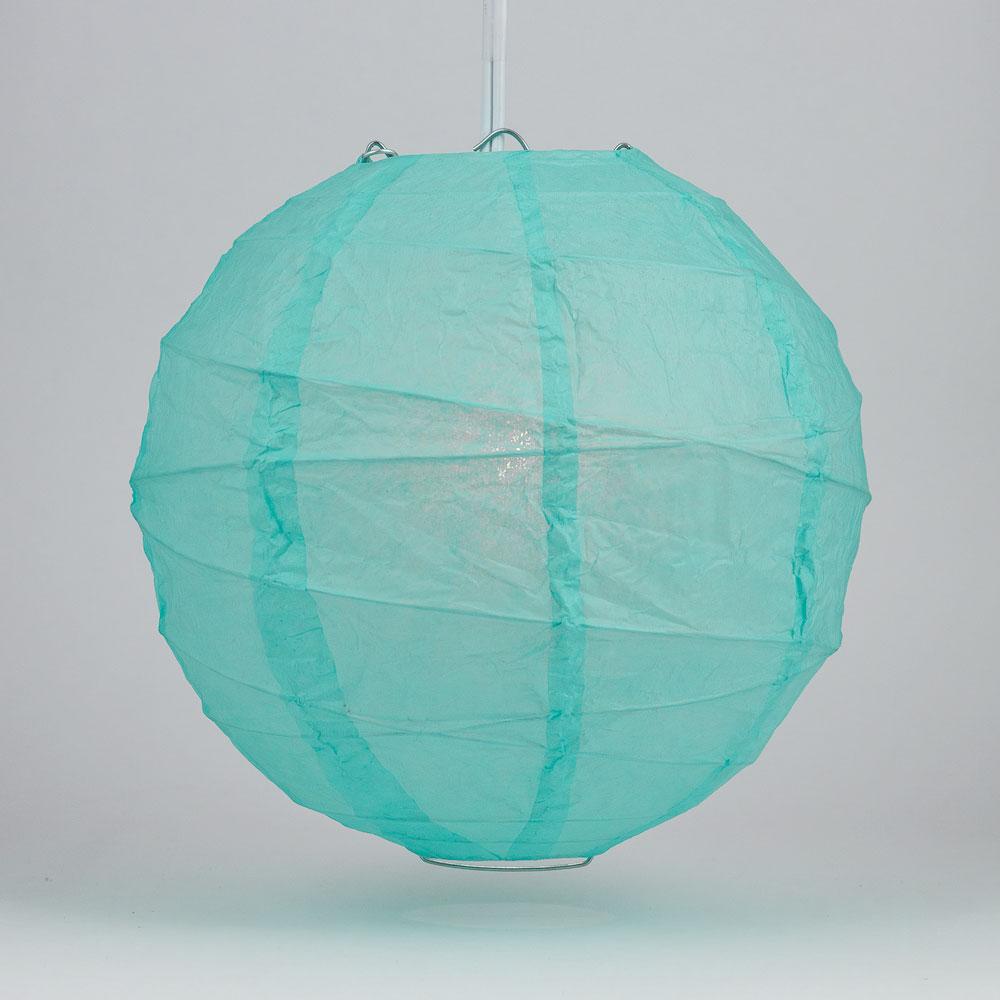 10 Inch Water Blue Free-Style Ribbing Round Paper Lantern - Luna Bazaar | Boho &amp; Vintage Style Decor