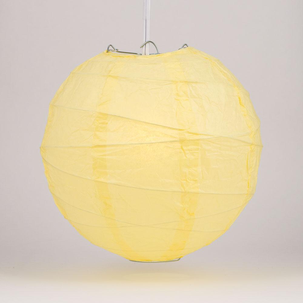 12-Pack 16 Inch Lemon Yellow Chiffon Free-Style Ribbing Round Paper Lantern - Luna Bazaar | Boho &amp; Vintage Style Decor
