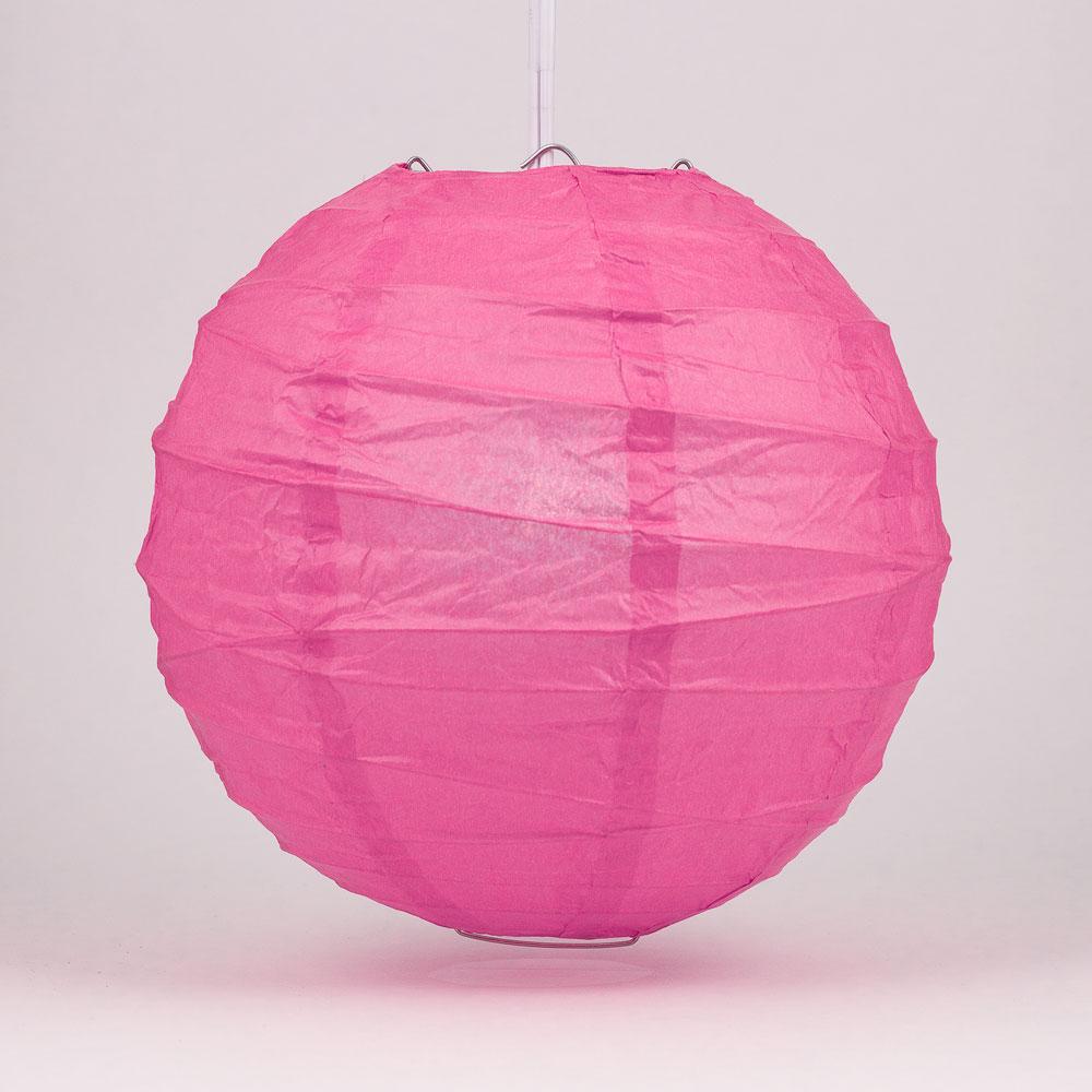 5-Pack 20 Inch Fuchsia / Hot Pink Free-Style Ribbing Round Paper Lantern - Luna Bazaar | Boho &amp; Vintage Style Decor
