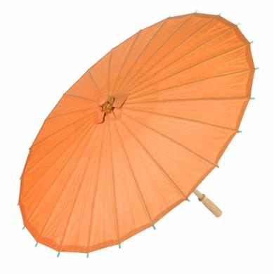 BULK PACK (10) 32 Inch Orange Paper Parasol Umbrellas with Elegant Handles - LunaBazaar.com - Discover. Decorate. Celebrate.