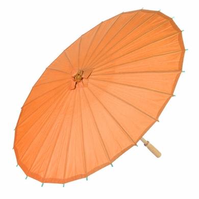 BULK PACK (6) 32 Inch Orange Paper Parasol Umbrellas with Elegant Handles - LunaBazaar.com - Discover. Decorate. Celebrate.