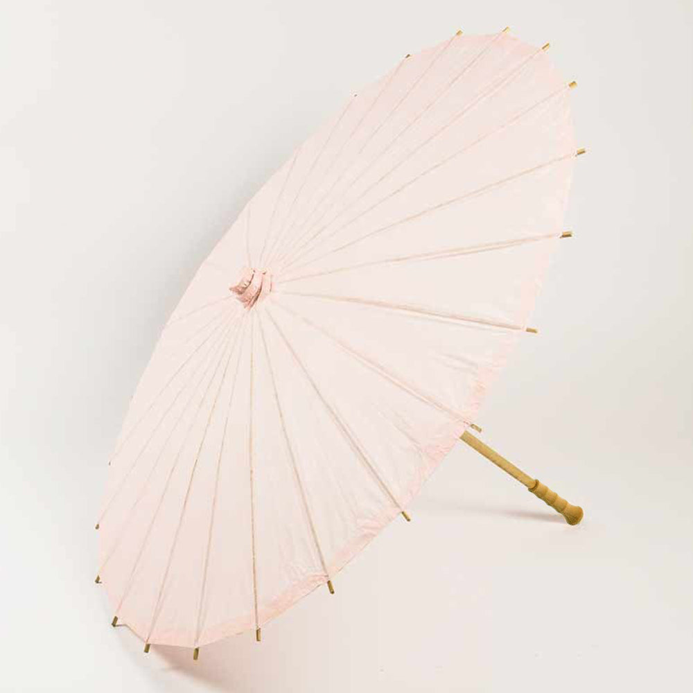 BULK PACK (10-Pack) 32 Inch Rose Quartz Paper Parasol Umbrella for Weddings and Parties with Elegant Handle - Luna Bazaar | Boho &amp; Vintage Style Decor