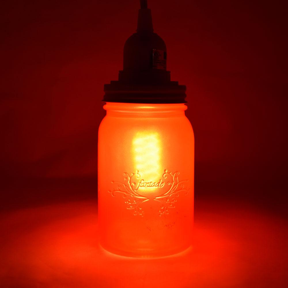 Fantado Frosted Fuchsia / Hot Pink Mason Jar Pendant Light Kit, Regular Mouth, Clear Cord, 15FT - Luna Bazaar | Boho &amp; Vintage Style Decor