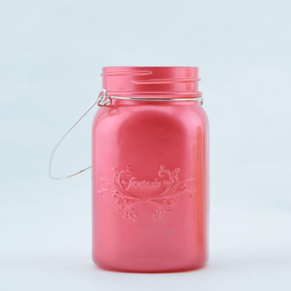 Fantado Frosted Fuchsia / Hot Pink Mason Jar Pendant Light Kit, Wide Mouth, Clear Cord, 15FT - Luna Bazaar | Boho &amp; Vintage Style Decor