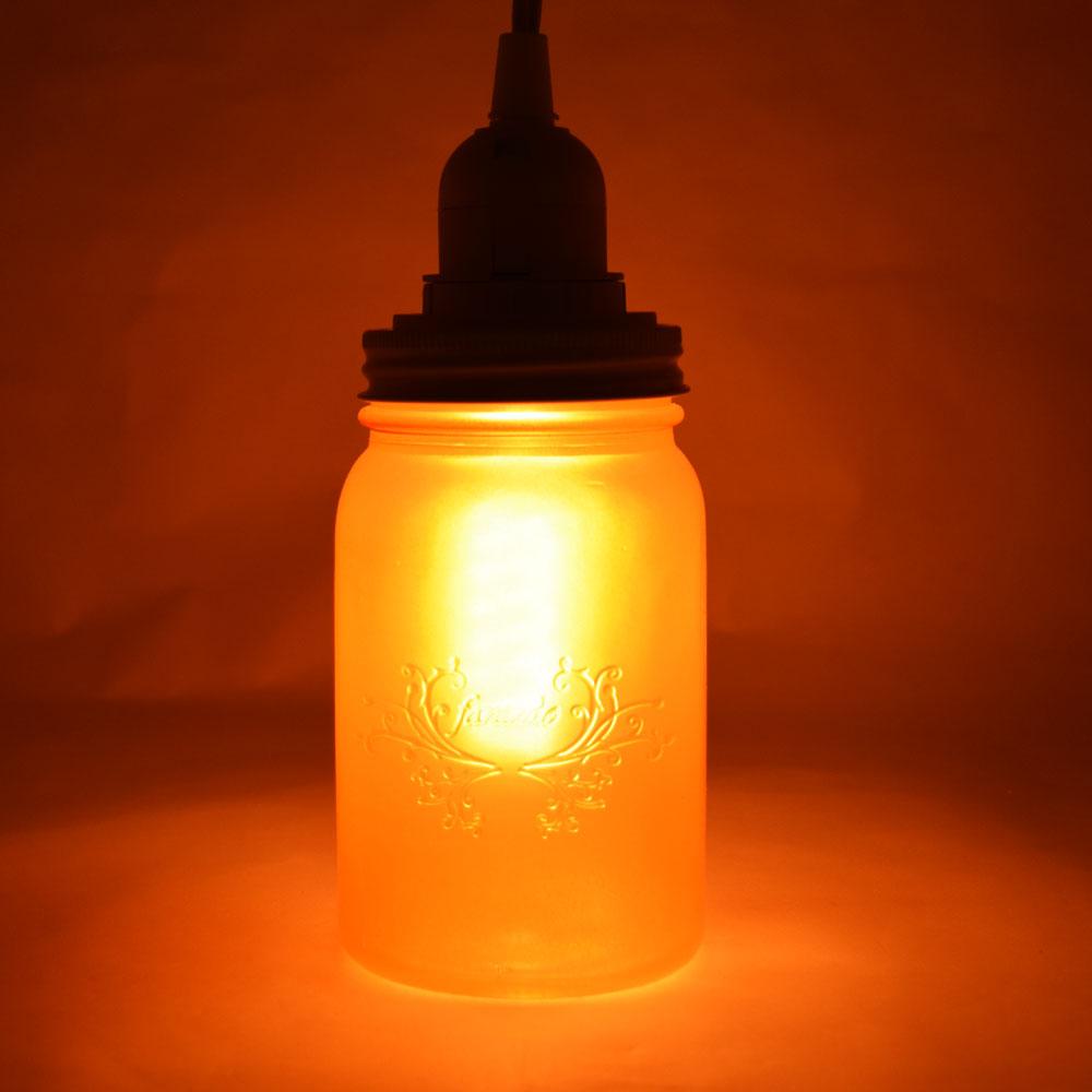 CLOSEOUT Fantado Frosted Yellow Gold Mason Jar Pendant Light Kit, Wide Mouth, Black Cord, 15FT - Luna Bazaar | Boho &amp; Vintage Style Decor