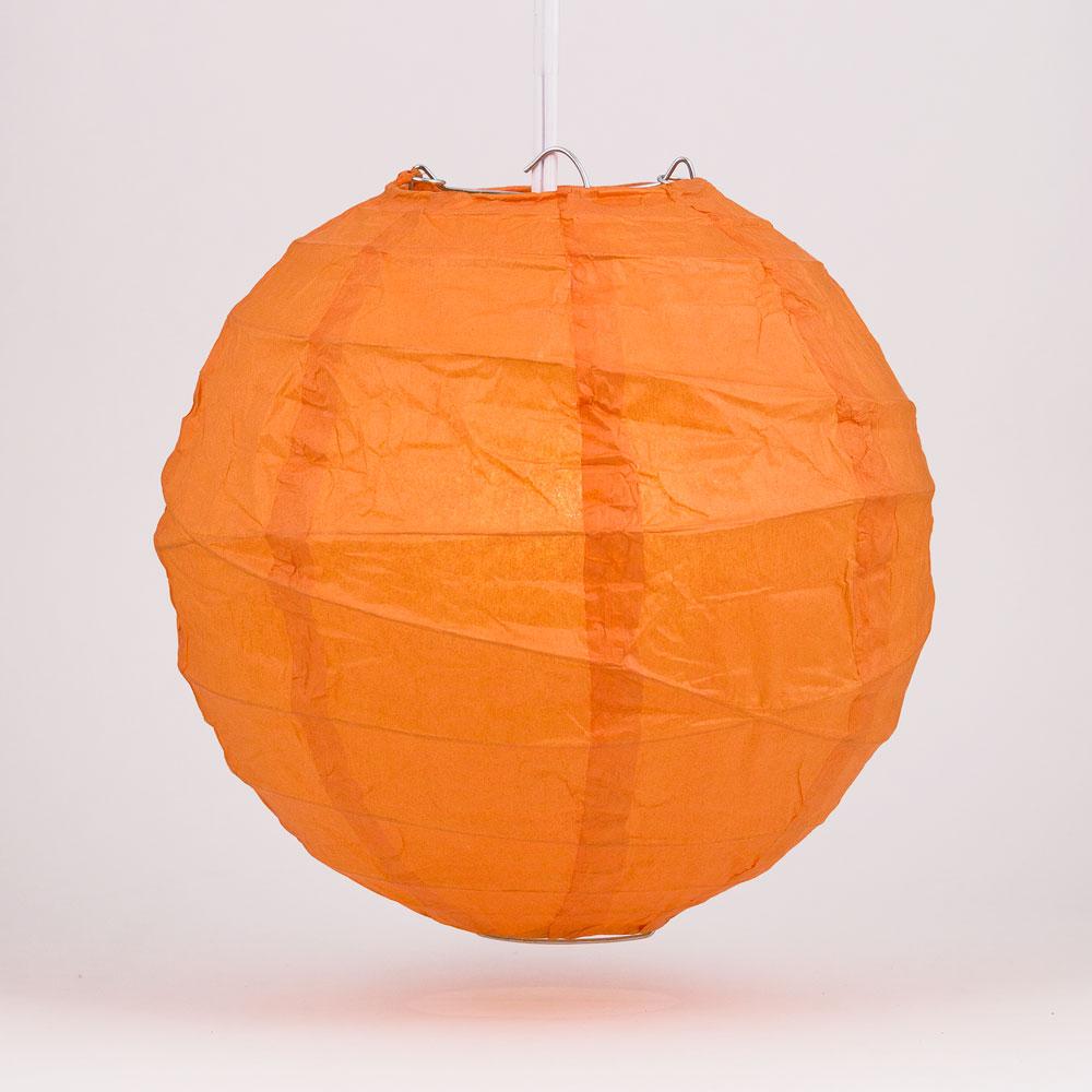 24 Inch Persimmon Orange Free-Style Ribbing Round Paper Lantern - Luna Bazaar | Boho &amp; Vintage Style Decor