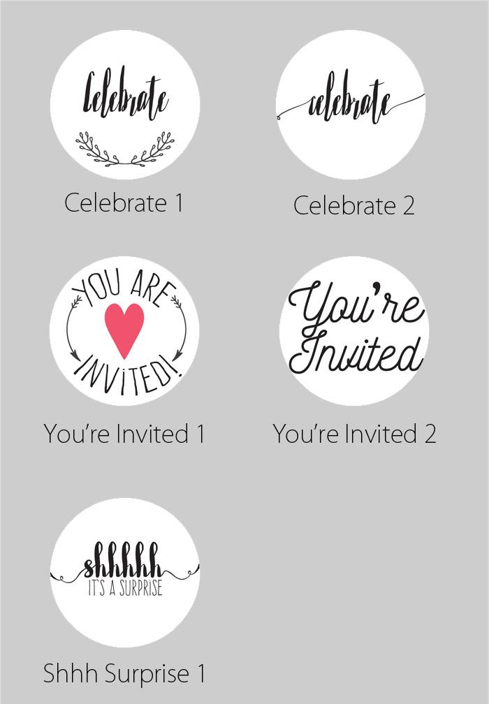 2.5 Inch Invitation Themed Circle Label Stickers for Party Favors &amp; Invitations (Pre-Set Designed, 24 Labels) - Luna Bazaar | Boho &amp; Vintage Style Decor