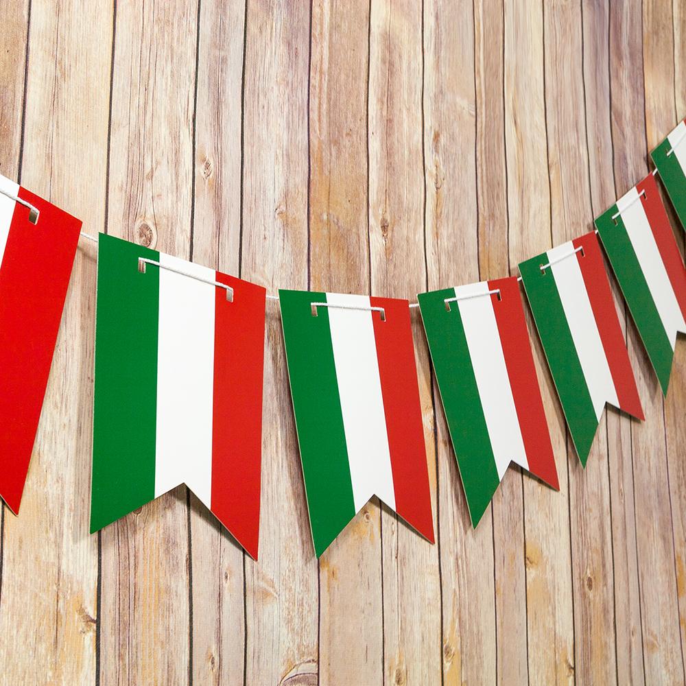 Italian Flag Italy Country Pattern Guidon Pennant Banner Garland (11FT) - Luna Bazaar | Boho &amp; Vintage Style Decor