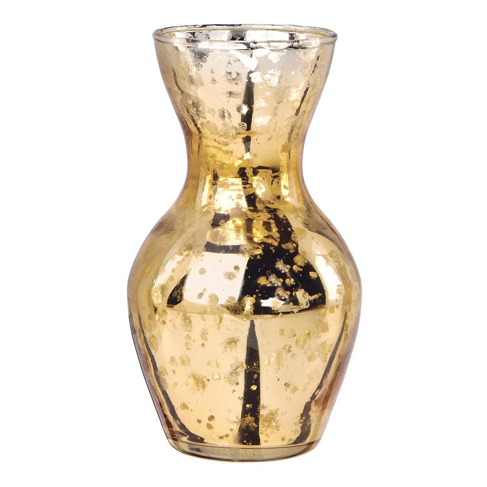 (Discontinued) Mini Vintage Mercury Glass Vase (4.5-Inch, Adelaide Cone Top Design, Gold) - Decorative Flower Vase Home Decor, Party Decorations, Wedding Centerpiece - Luna Bazaar | Boho &amp; Vintage Style Decor