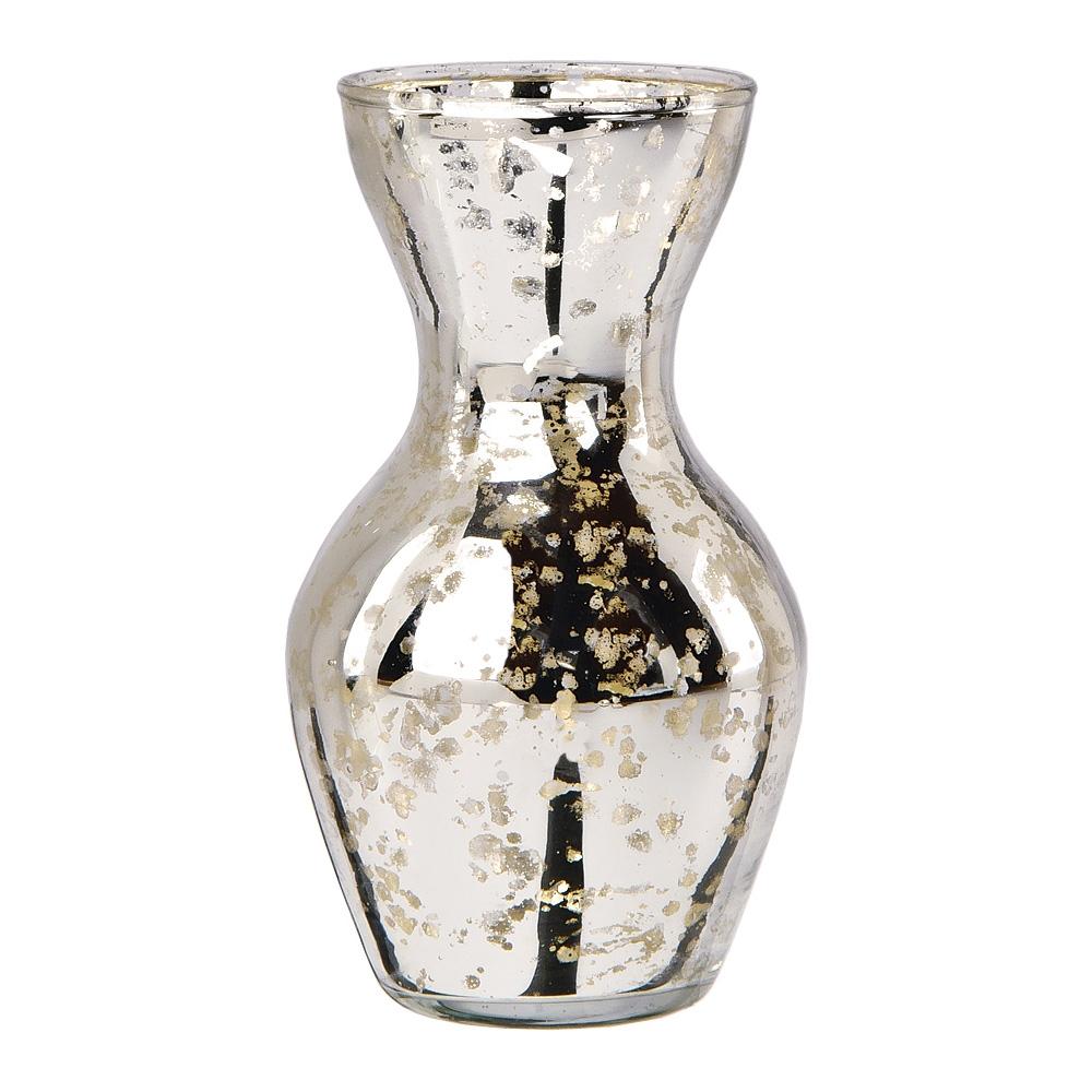 2-Pack Mini Vintage Mercury Glass Vase (4.5-Inch, Adelaide Cone Top Design, Silver) - Decorative Flower Vase for Home Décor - Luna Bazaar | Boho &amp; Vintage Style Decor
