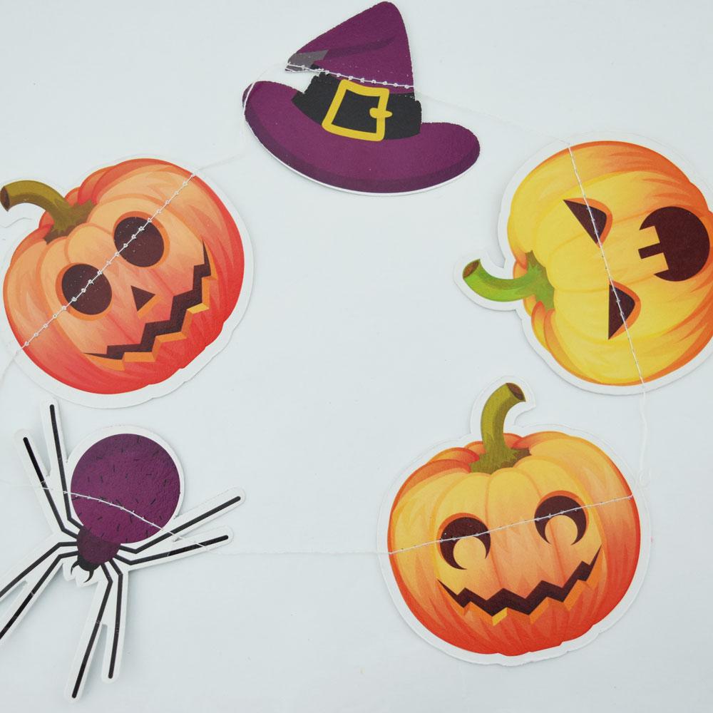 CLOSEOUT Halloween Jack-O-Lantern / Witch / Spider Paper Garland Banner (10FT) - Luna Bazaar | Boho &amp; Vintage Style Decor