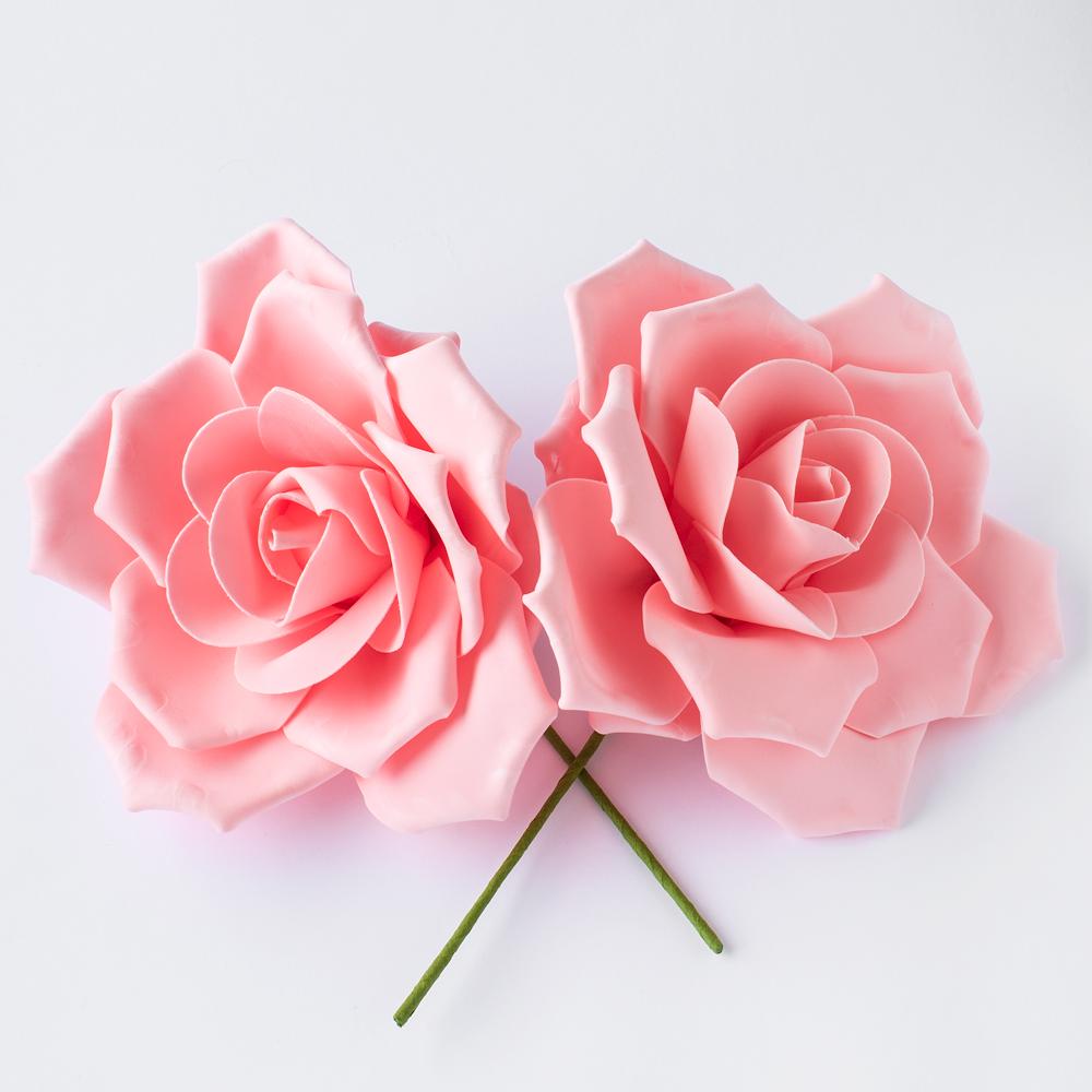 Large 12" Blush Rose Foam Flower Backdrop Wall Decor, 3D Premade (2-Pack) for Weddings, Photo Shoots, Birthday Parties and more - Luna Bazaar | Boho & Vintage Style Decor