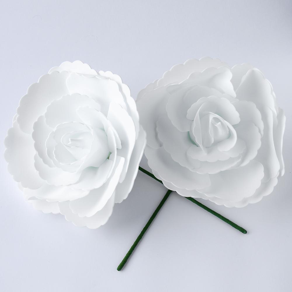 Large 12&quot; White Tea Rose Foam Flower Backdrop Wall Decor, 3D Premade (2-Pack) for Weddings, Photo Shoots, Birthday Parties and more - Luna Bazaar | Boho &amp; Vintage Style Decor
