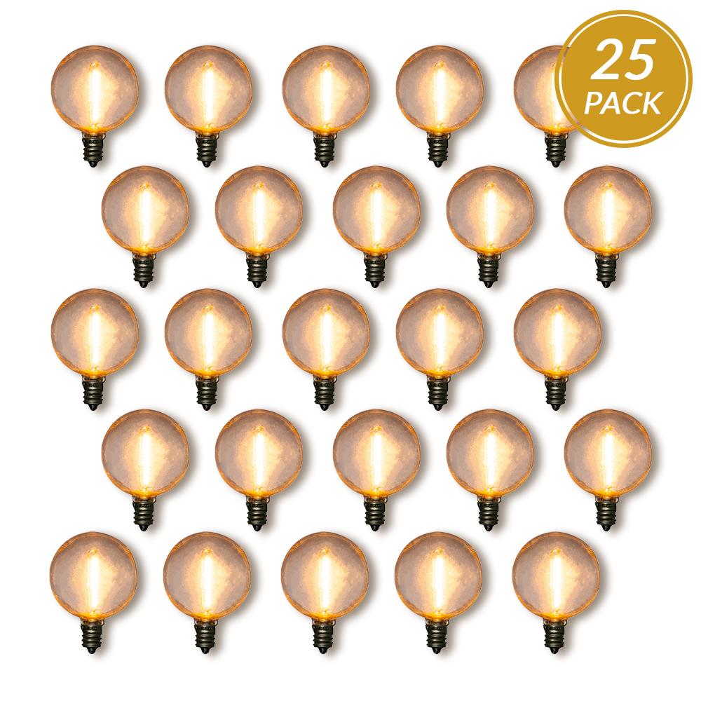 25-Pack LED Filament G40 Globe Shatterproof Light Bulb, Dimmable, 1W, E12 Candelabra Base - Luna Bazaar | Boho &amp; Vintage Style Decor