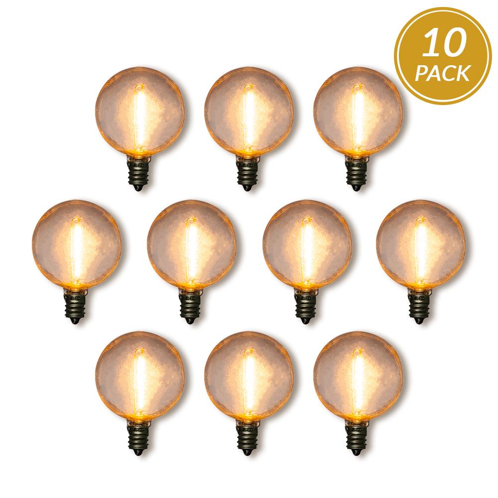 10-Pack LED Filament G50 Globe Shatterproof Light Bulb, Dimmable, 1W, E12 Candelabra Base - Luna Bazaar | Boho &amp; Vintage Style Decor