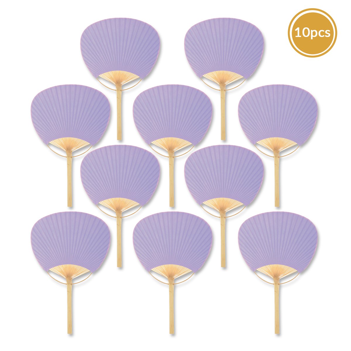 9&quot; Lavender Paddle Paper Hand Fans for Weddings (10 Pack) - Luna Bazaar | Boho &amp; Vintage Style Decor