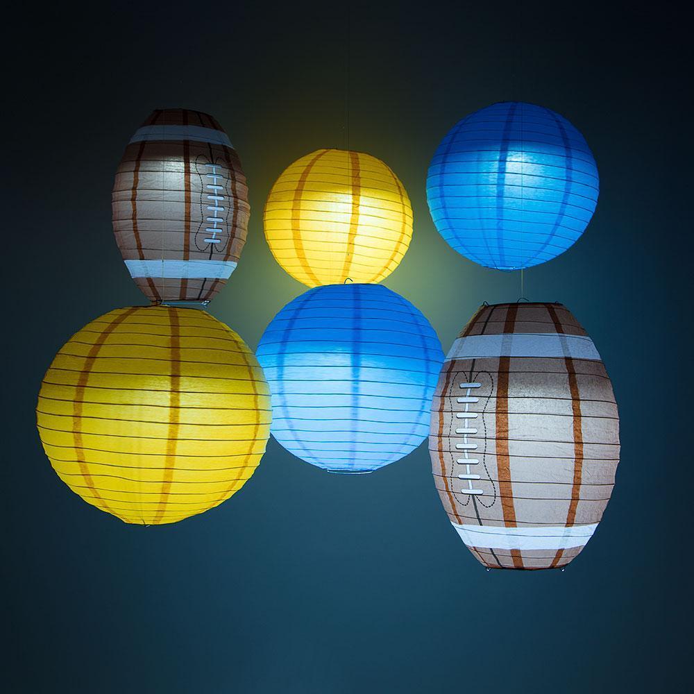 Los Angeles C Pro Football Paper Lanterns 6pc Combo Tailgating Party Pack (Turquoise / Yellow)  - by Luna Bazaar - Discover. Decorate. Celebrate.