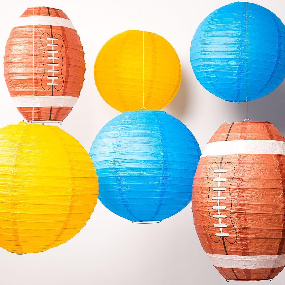 Los Angeles C Pro Football Paper Lanterns 6pc Combo Tailgating Party Pack (Turquoise / Yellow)  - by Luna Bazaar - Discover. Decorate. Celebrate.