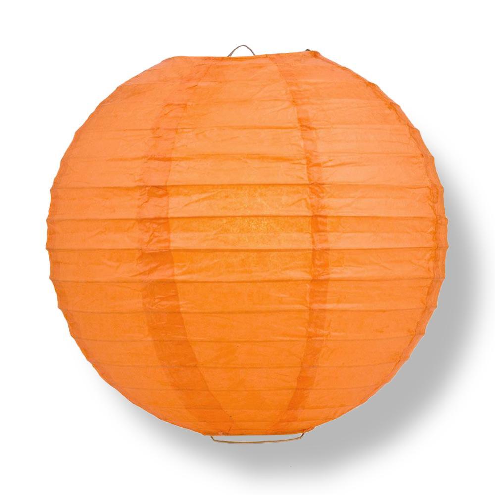 24 Inch Persimmon Orange Round Paper Lantern, Even Ribbing, Chinese Hanging Wedding & Party Decoration - Luna Bazaar | Boho & Vintage Style Decor