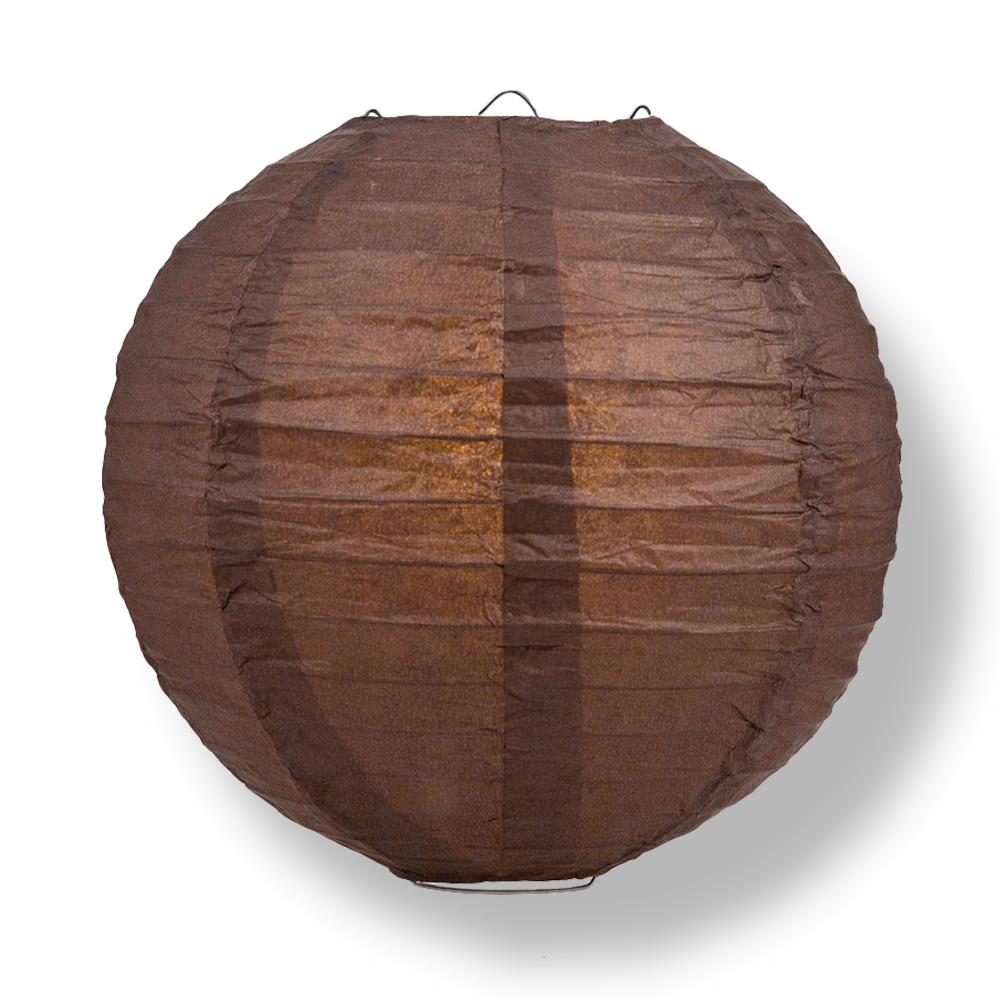 BLOWOUT 30&quot; Brown Jumbo Round Paper Lantern, Even Ribbing, Chinese Hanging Wedding &amp; Party Decoration