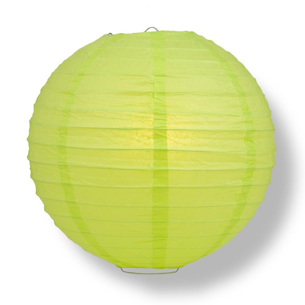 8 Inch Light Lime Green Parallel Ribbing Round Paper Lantern - Luna Bazaar | Boho &amp; Vintage Style Decor