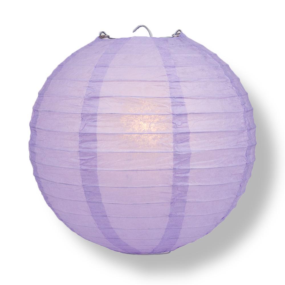 8 Inch Lavender Parallel Ribbing Round Paper Lantern - Luna Bazaar | Boho &amp; Vintage Style Decor