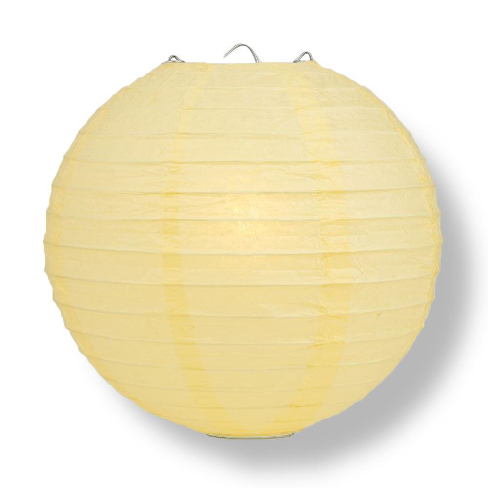 24 Inch Lemon Yellow Chiffon Parallel Ribbing Round Paper Lantern - Luna Bazaar | Boho &amp; Vintage Style Decor