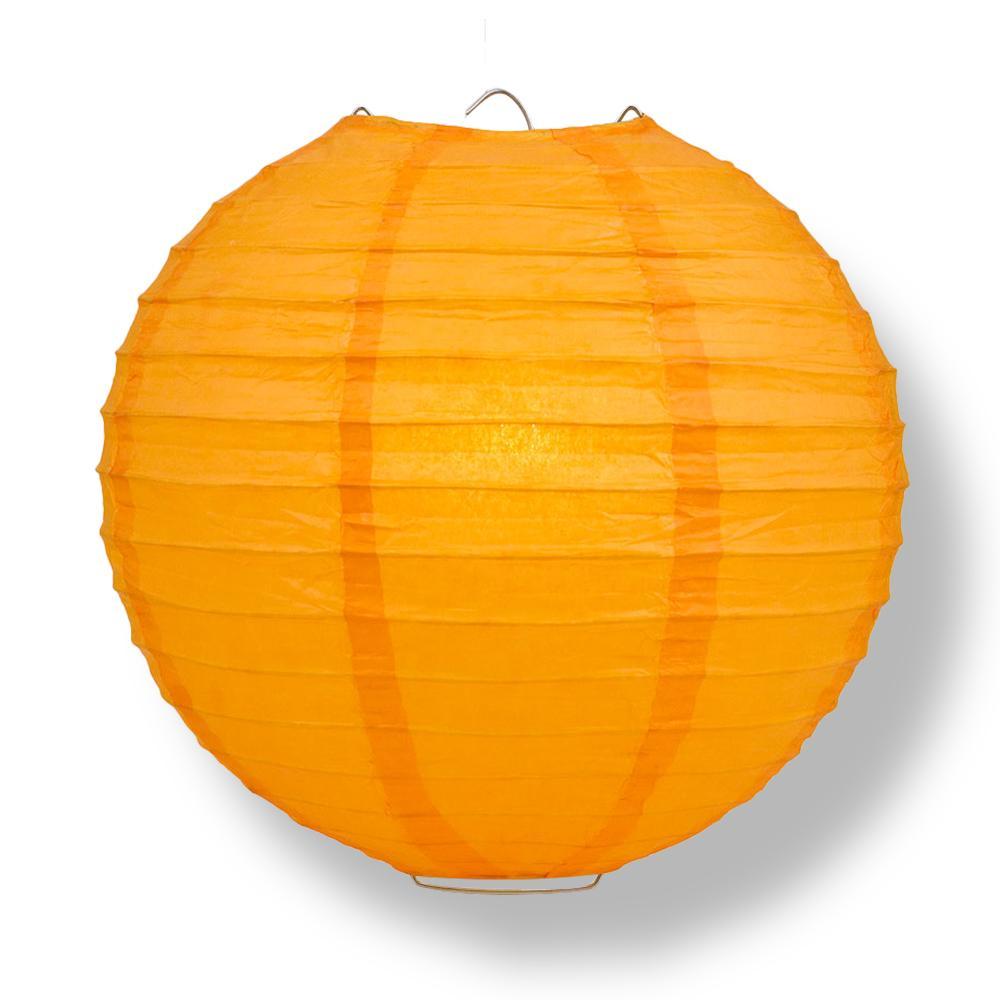 10 Inch Orange Parallel Ribbing Round Paper Lantern - Luna Bazaar | Boho &amp; Vintage Style Decor