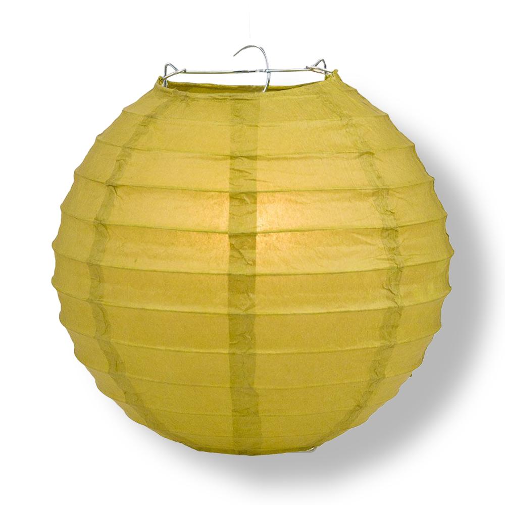14 Inch Pear Parallel Ribbing Round Paper Lantern - Luna Bazaar | Boho &amp; Vintage Style Decor