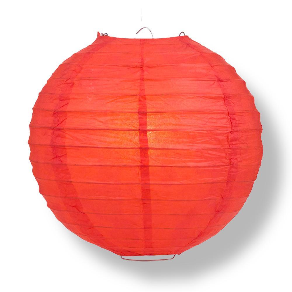 10 Inch Red Parallel Ribbing Round Paper Lantern - Luna Bazaar | Boho &amp; Vintage Style Decor