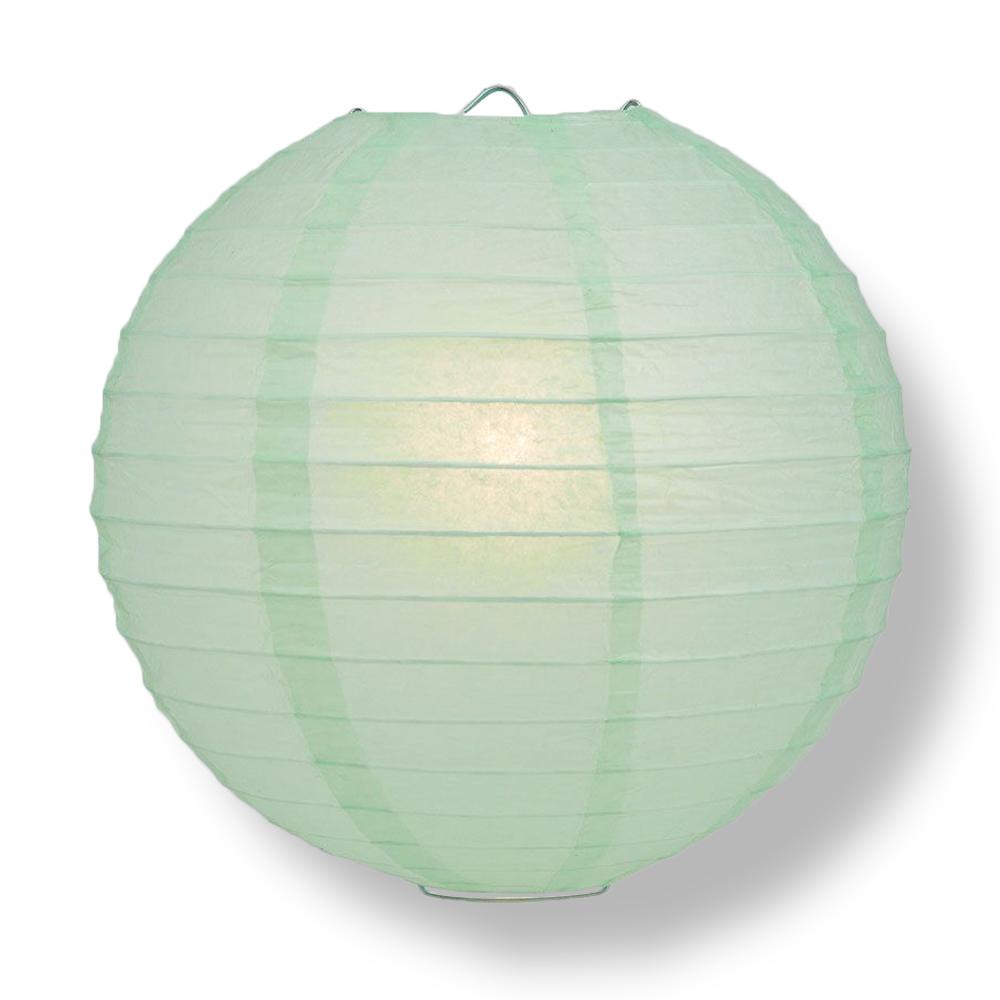 14 Inch Cool Mint Green Parallel Ribbing Round Paper Lantern - Luna Bazaar | Boho &amp; Vintage Style Decor
