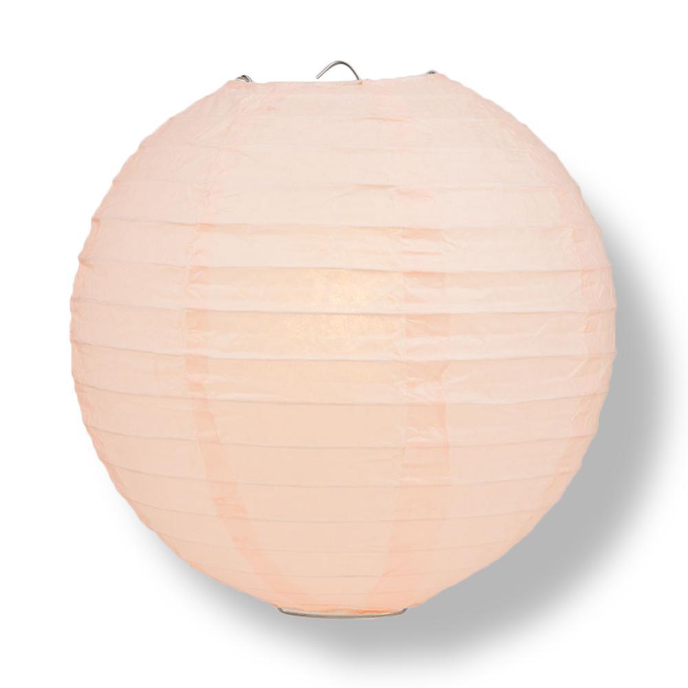 20 Inch Rose Quartz Pink Parallel Ribbing Round Paper Lantern - Luna Bazaar | Boho &amp; Vintage Style Decor