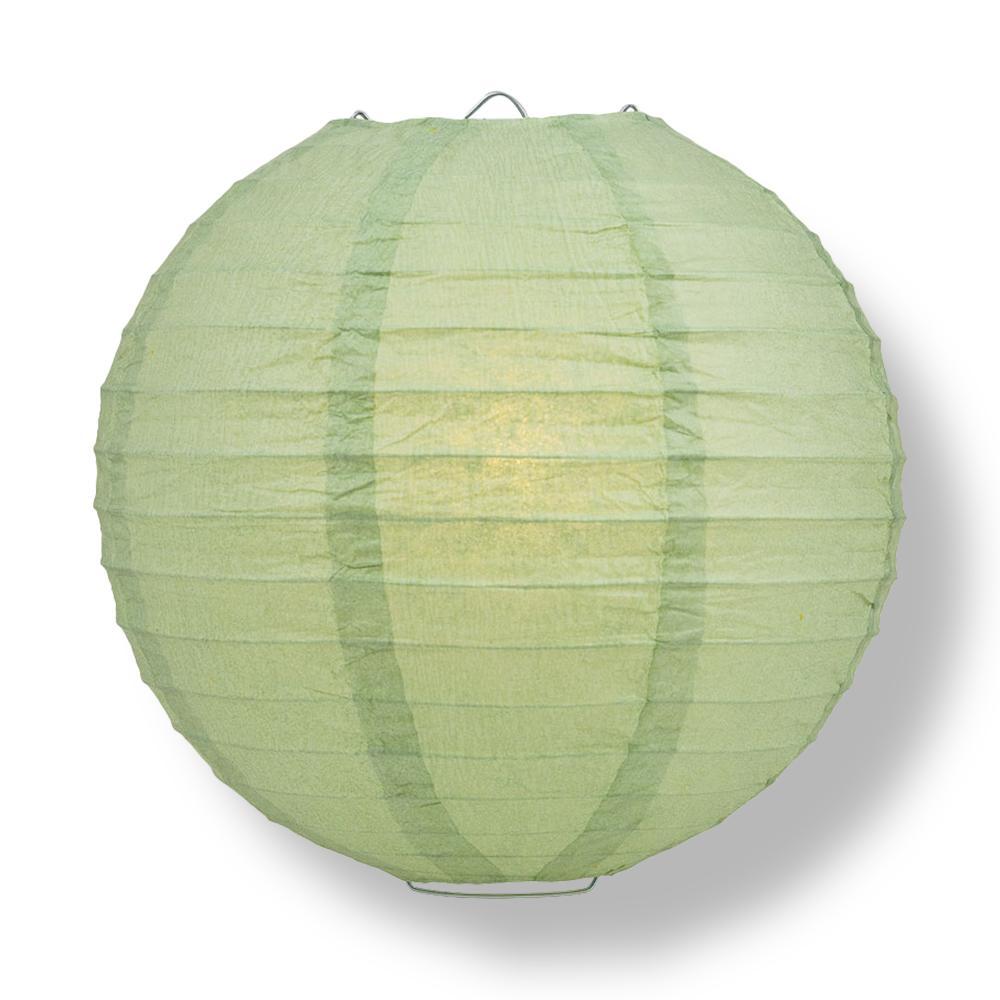 36 Inch Sea Green Jumbo Parallel Ribbing Round Paper Lantern - Luna Bazaar | Boho &amp; Vintage Style Decor