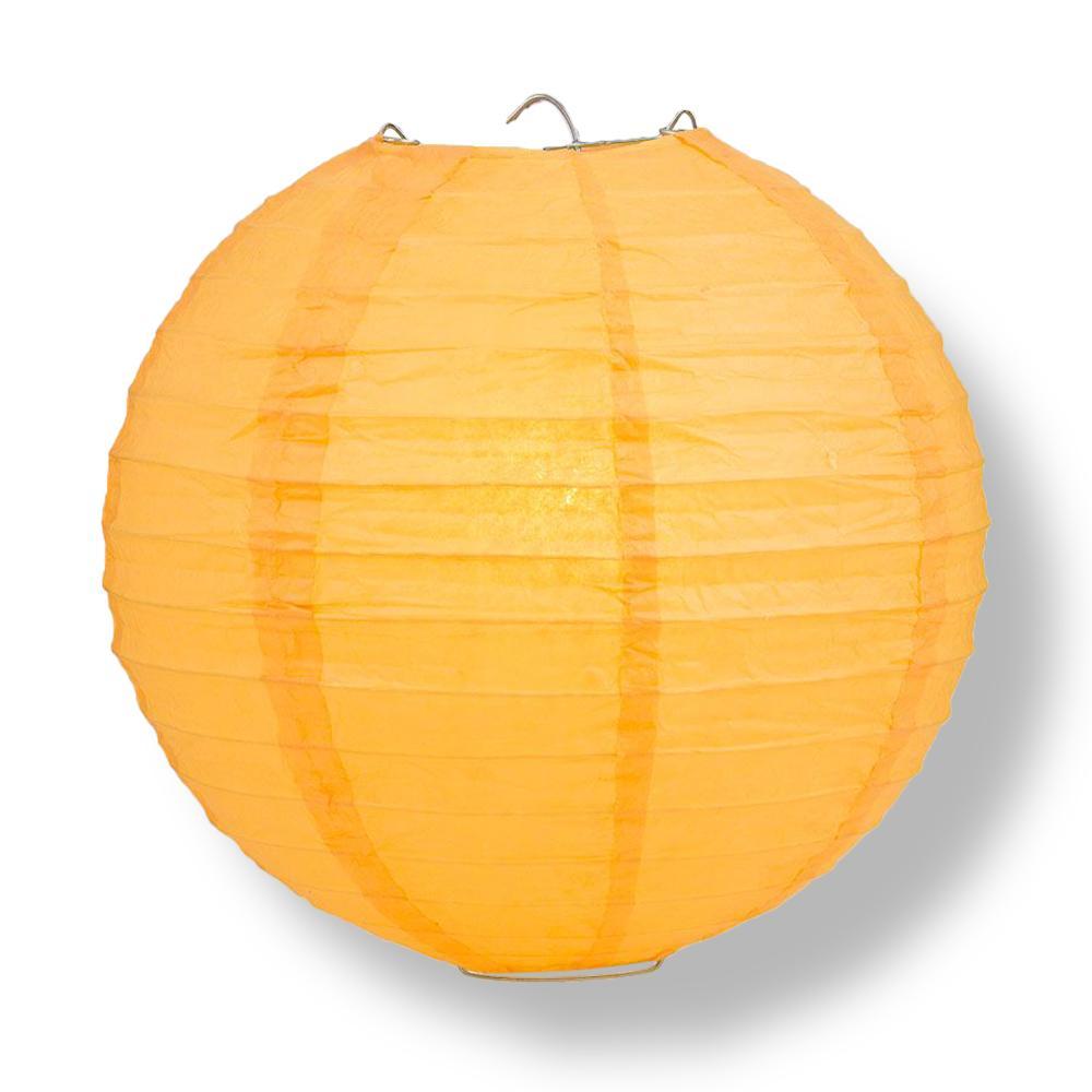 24 Inch Papaya Parallel Ribbing Round Paper Lantern - Luna Bazaar | Boho & Vintage Style Decor