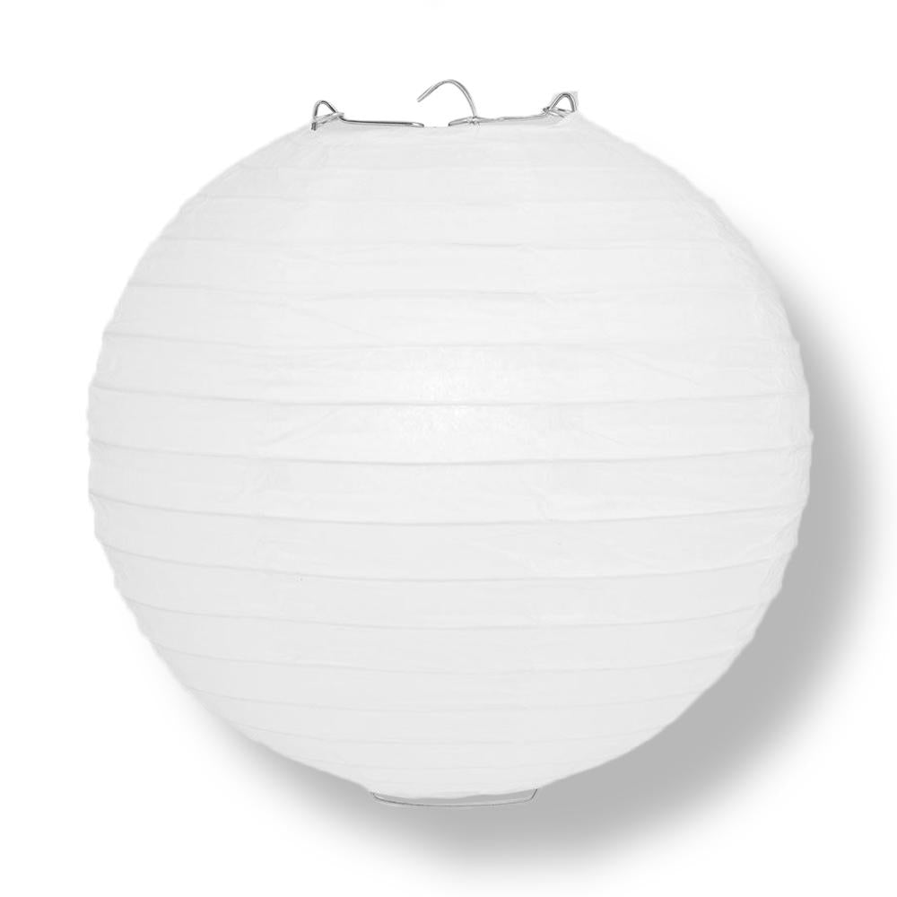 White Parallel Ribbing Round Paper Lantern