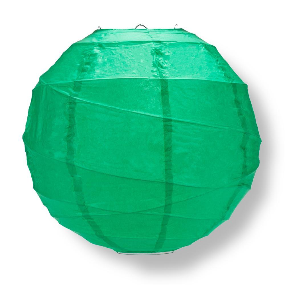 8 Inch Arcadia Teal Green Free-Style Ribbing Round Paper Lantern - Luna Bazaar | Boho &amp; Vintage Style Decor