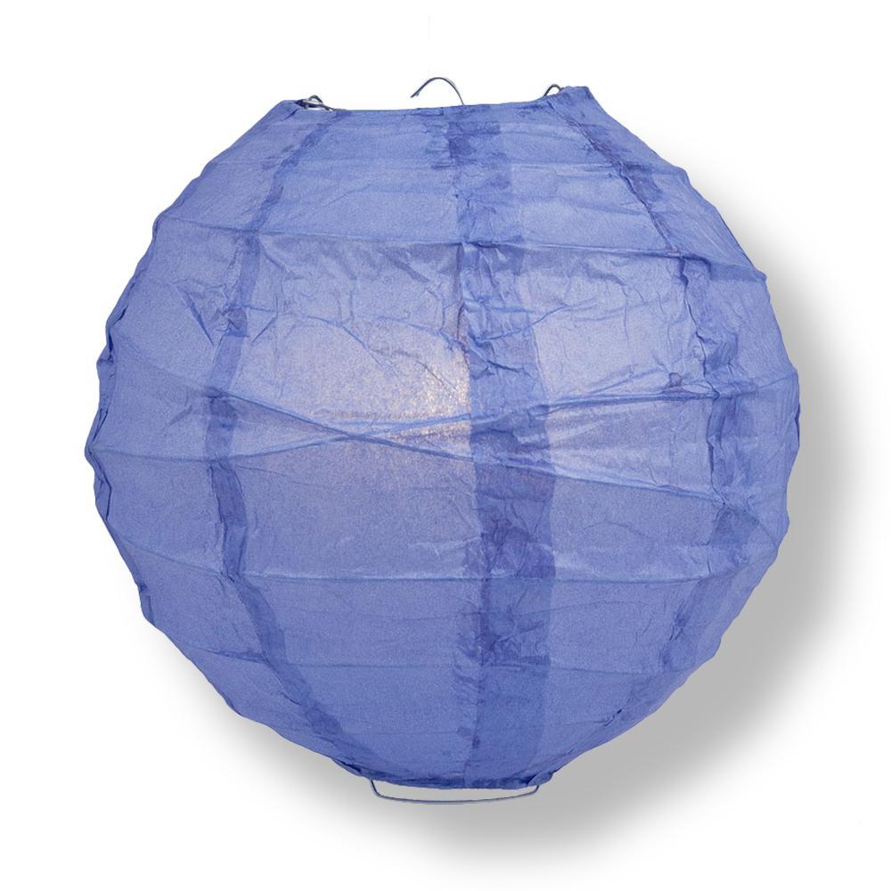 14 Inch Astra Blue / Very Periwinkle Free-Style Ribbing Round Paper Lantern - Luna Bazaar | Boho &amp; Vintage Style Decor