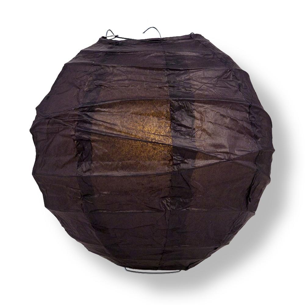 16 Inch Black Free-Style Ribbing Round Paper Lantern - Luna Bazaar | Boho &amp; Vintage Style Decor