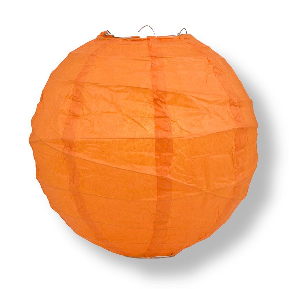 16 Inch Persimmon Orange Free-Style Ribbing Round Paper Lantern - Luna Bazaar | Boho &amp; Vintage Style Decor