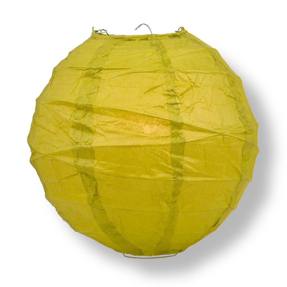 8 Inch Chartreuse Yellow Green Free-Style Ribbing Round Paper Lantern - Luna Bazaar | Boho &amp; Vintage Style Decor