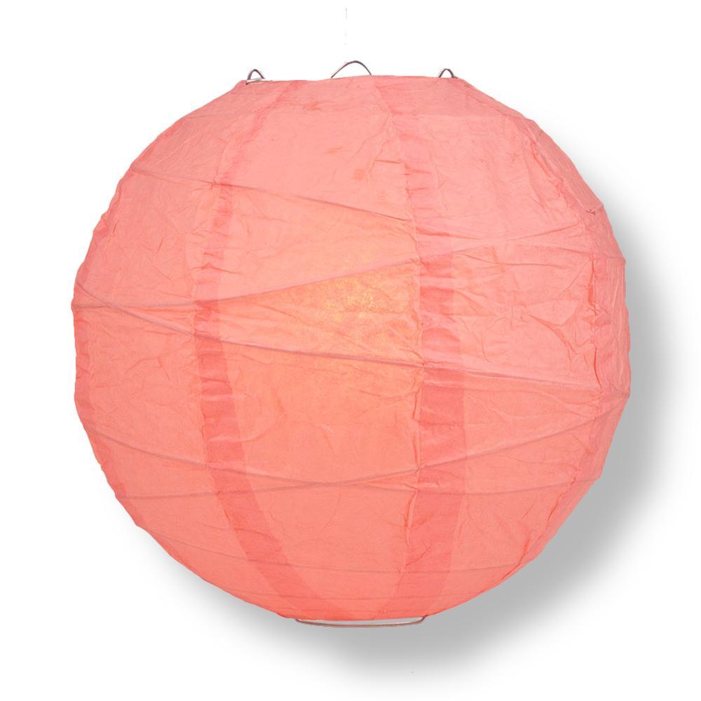 12 Inch Roseate / Pink Coral Free-Style Ribbing Round Paper Lantern - Luna Bazaar | Boho &amp; Vintage Style Decor