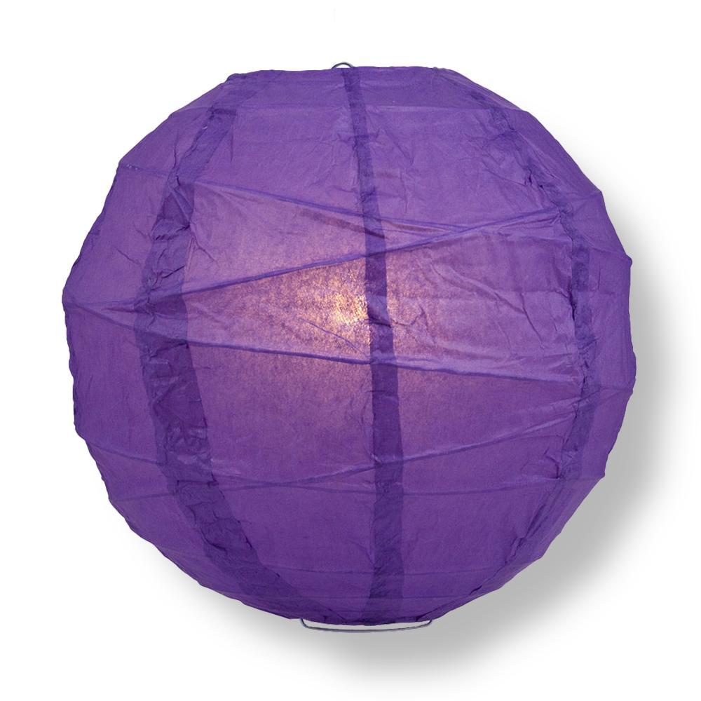 12 Inch Royal Purple Free-Style Ribbing Round Paper Lantern - Luna Bazaar | Boho &amp; Vintage Style Decor